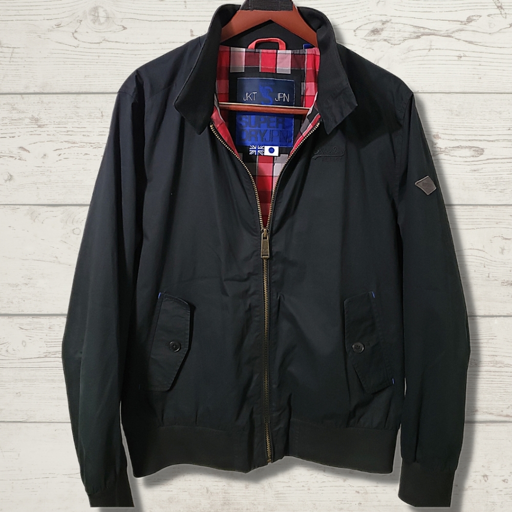 MINT - SUPERDRY Jacket, XXL, Black, Full Zip, 2 Pockets, Bomber, Varsity